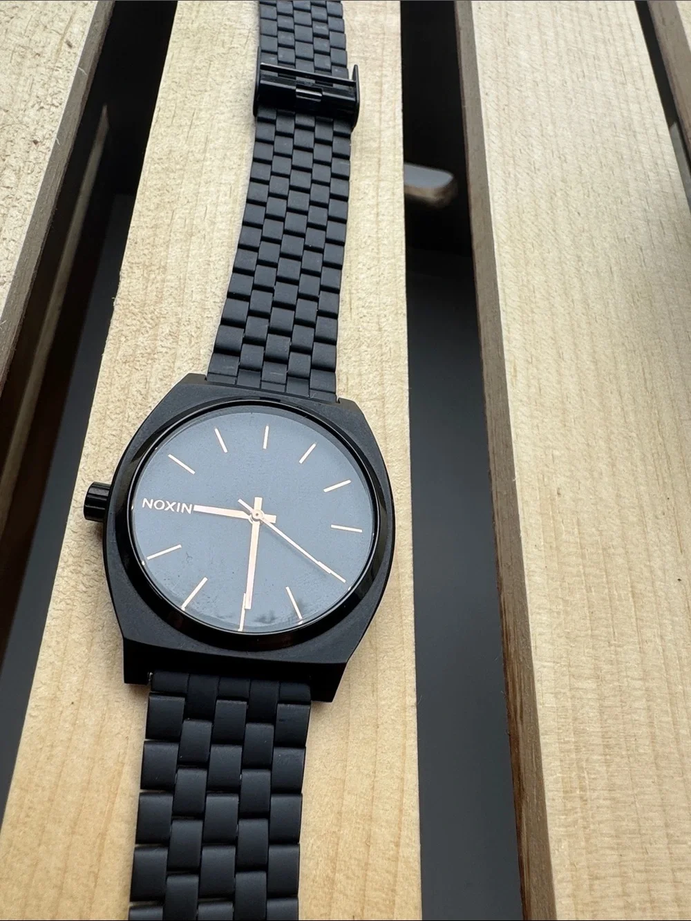 Nixon Matte Black Watch with Rose Gold Accents